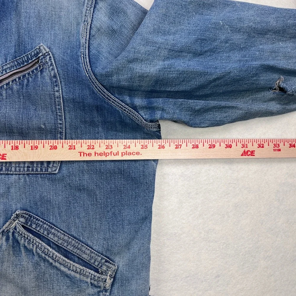 VTG 50s 60s Lee 91-B XXL Sanforized Denim Work Jacket Blue Talon Zip Union Made